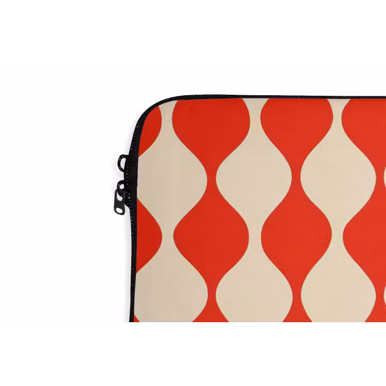 Laptophoes - Golvend patroon - Retro - Rood - Beige — 6