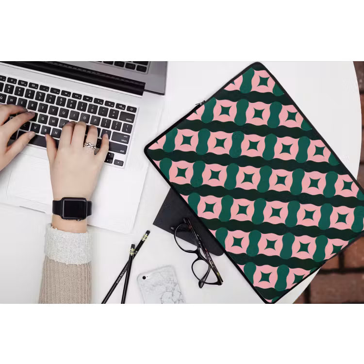 Laptophoes - Groen - Roze - Retro - Sterren — 3
