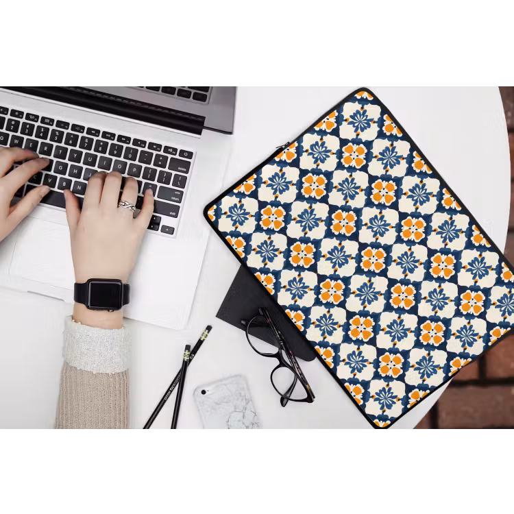 Laptophoes - Klassiek - Geometrisch - Blauw — 3