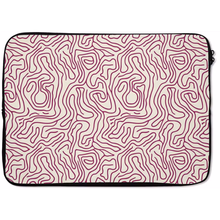 Laptophoes - Kronkelende lijn - Magenta - Crème — 1