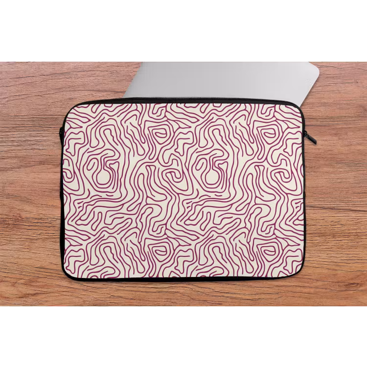 Laptophoes - Kronkelende lijn - Magenta - Crème — 2