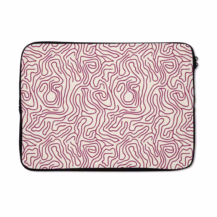 Laptophoes - Kronkelende lijn - Magenta - Crème — 5