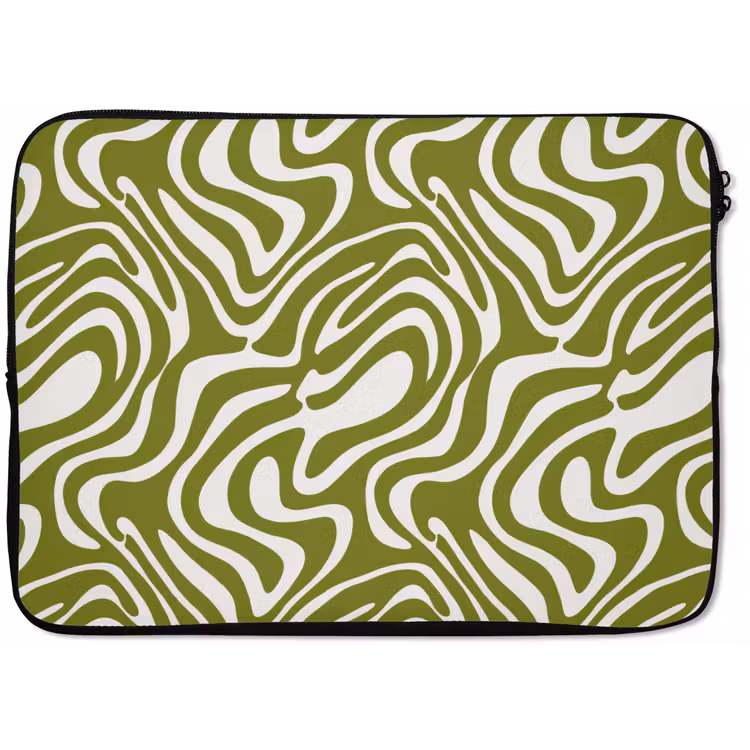 Laptophoes - Lijnpatroon - Groen - Organisch — 1