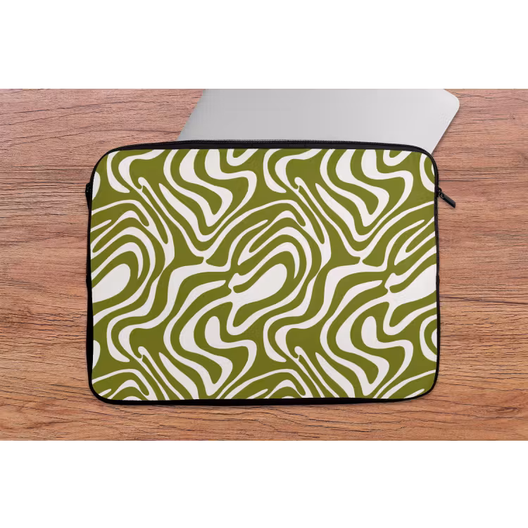 Laptophoes - Lijnpatroon - Groen - Organisch — 2