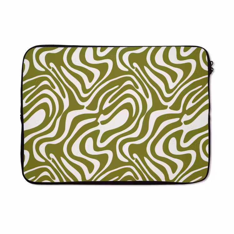 Laptophoes - Lijnpatroon - Groen - Organisch — 5