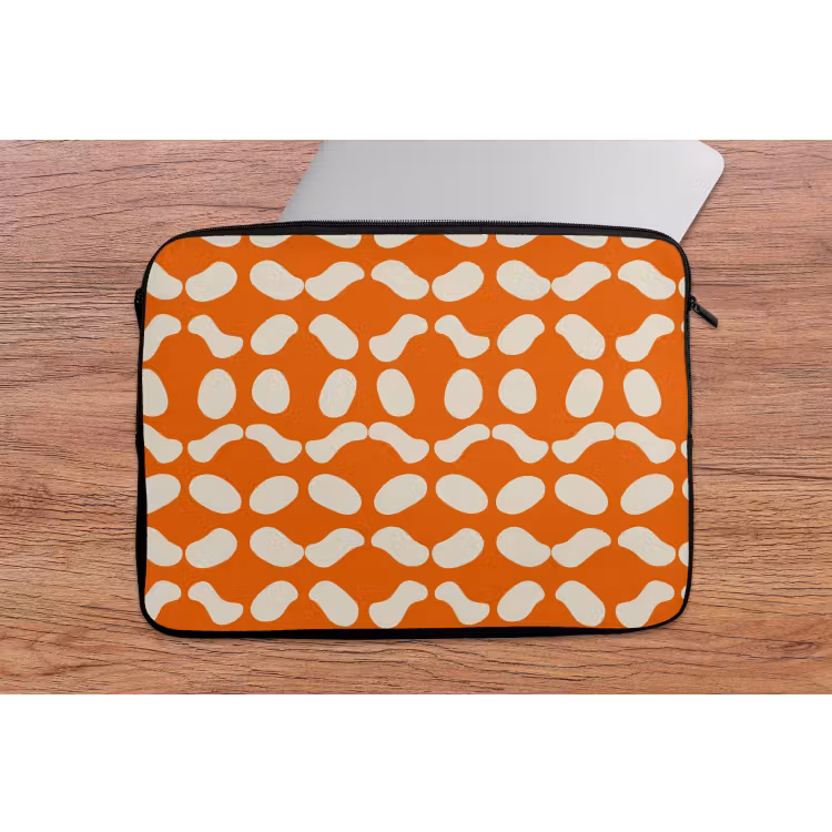 Laptophoes - Oranje - Organische vormen - Wit — 2