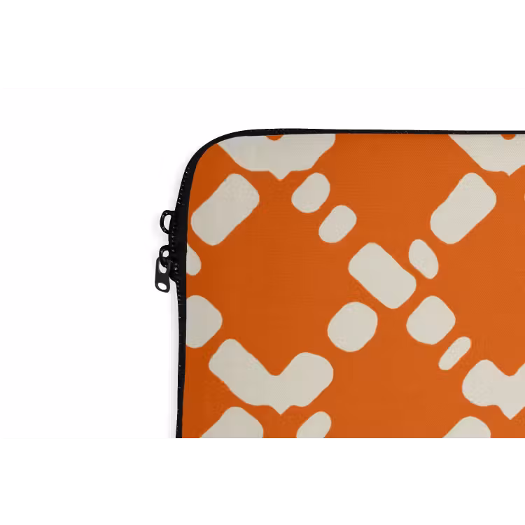 Laptophoes - Oranje - Ruitpatroon - Wit — 6