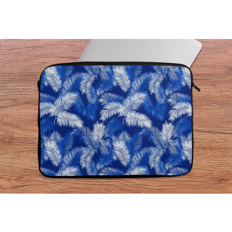 Laptophoes - Palmblad - Patroon - Blauw — 2