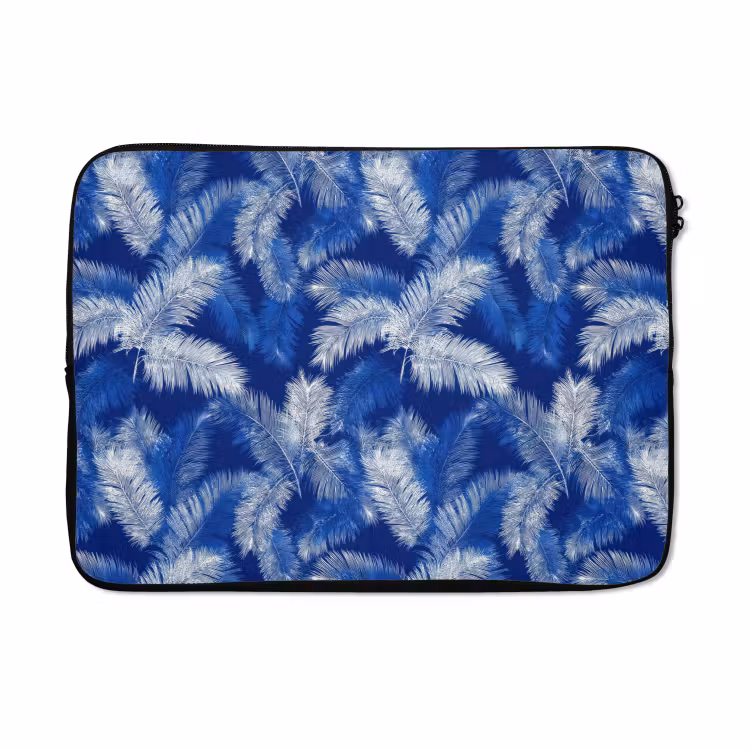 Laptophoes - Palmblad - Patroon - Blauw — 5