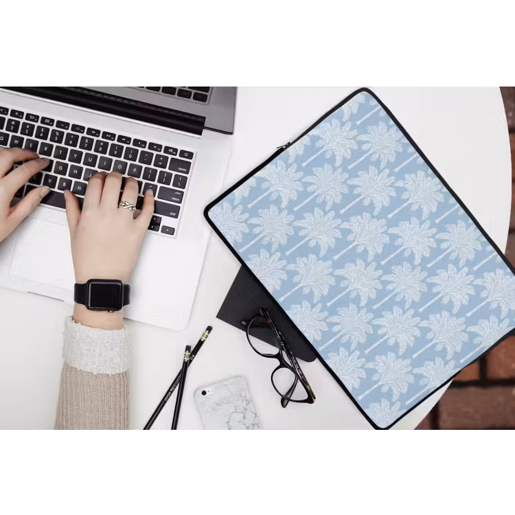 Laptophoes - Palmboom - Modern - Blauw — 3