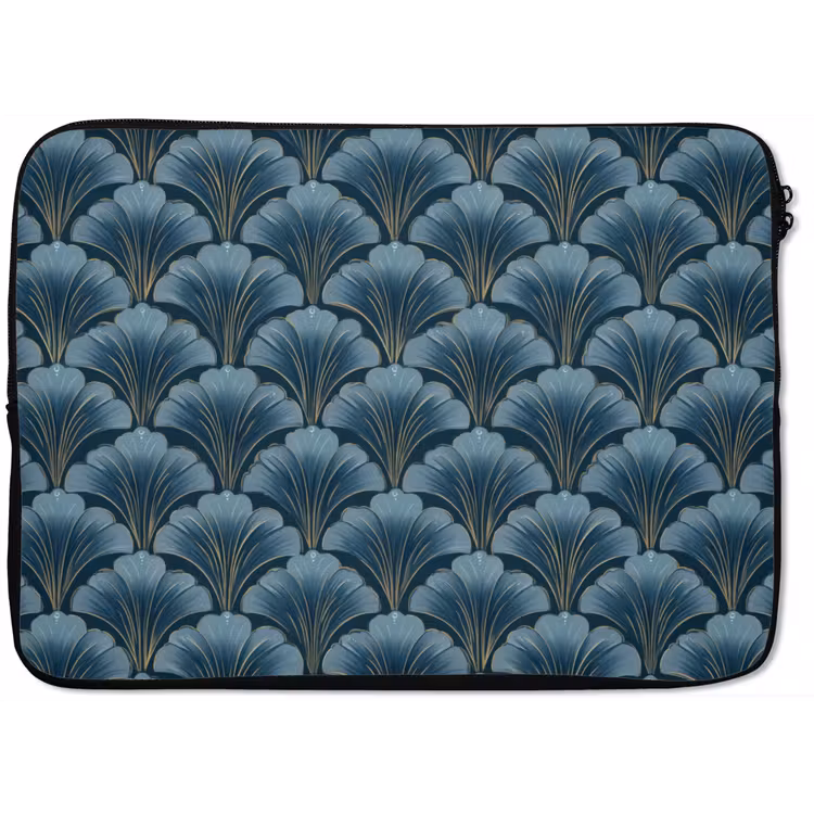 Laptophoes - Patroon - Ginkgoblad - Blauw — 1