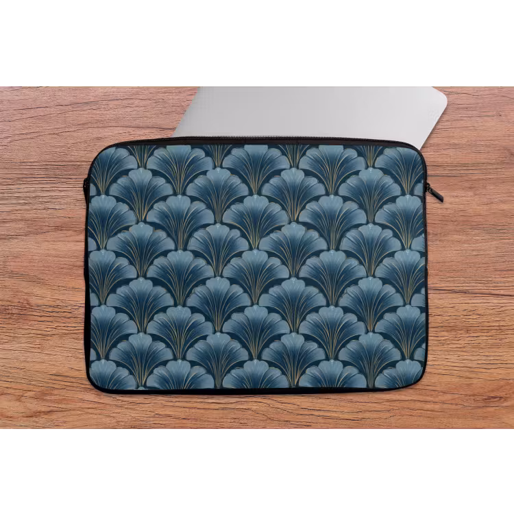 Laptophoes - Patroon - Ginkgoblad - Blauw — 2