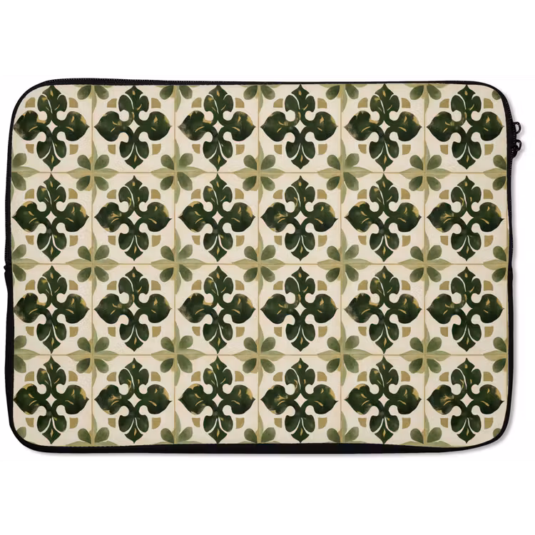 Laptophoes - Patroon - Tegel - Groen — 1