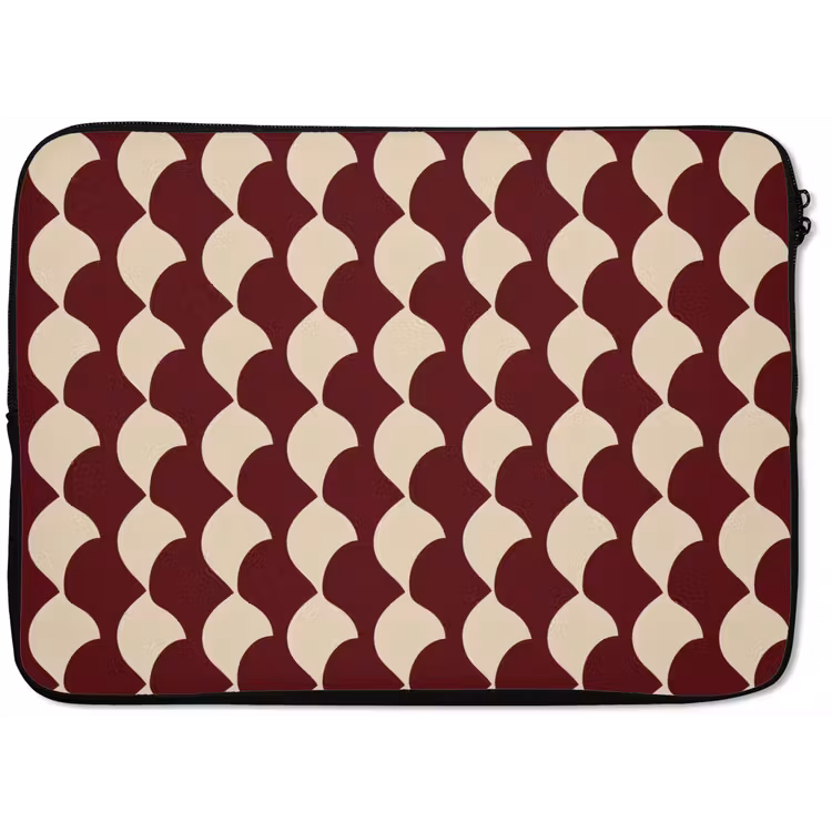 Laptophoes - Rood - Tegelpatroon - Crème — 1