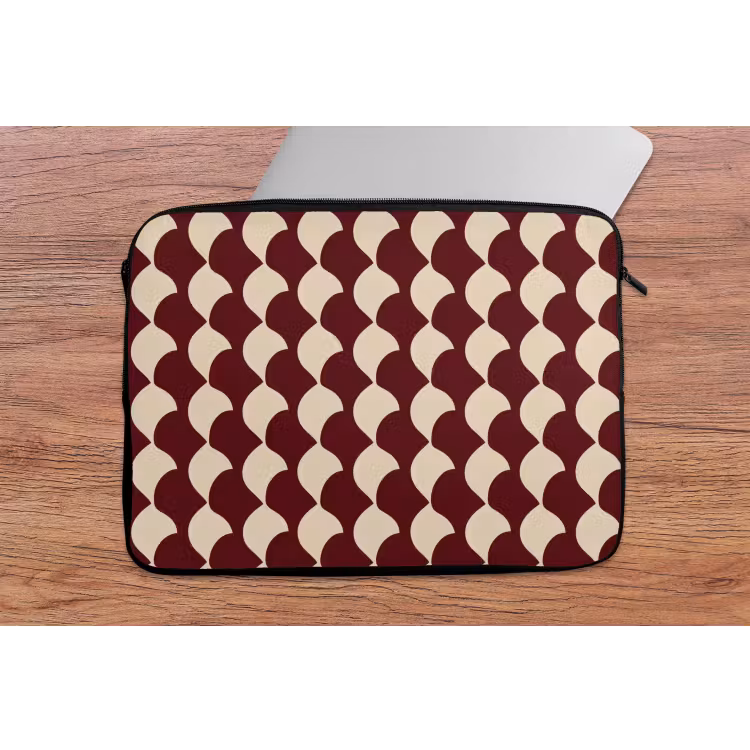 Laptophoes - Rood - Tegelpatroon - Crème — 2