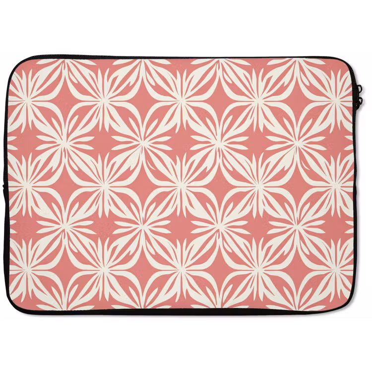 Laptophoes - Roze - Bloemenmotief - Wit - Modern — 1