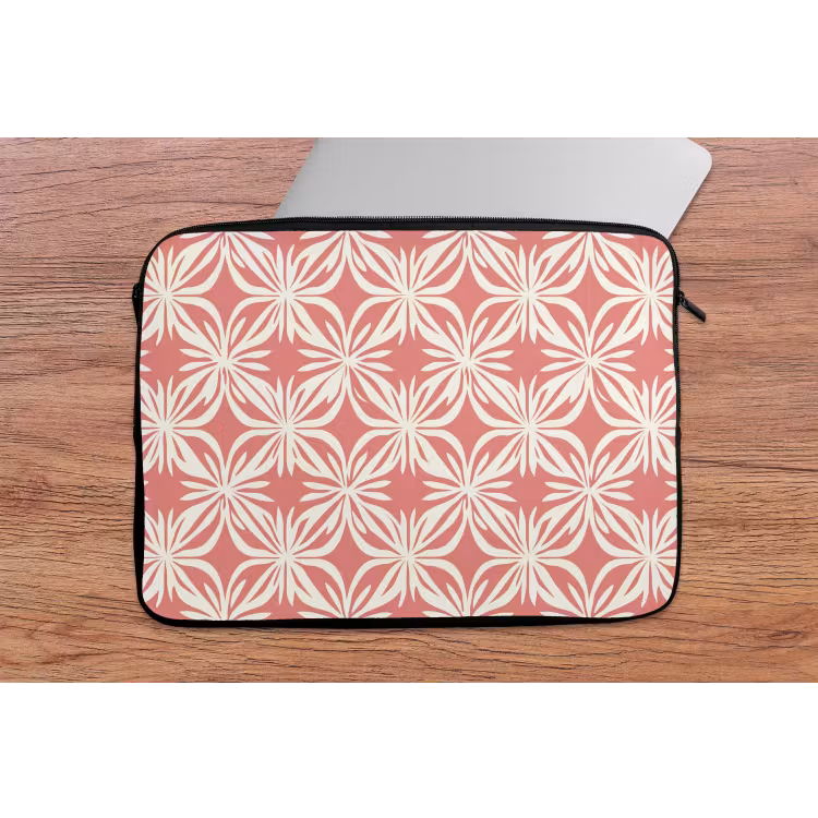 Laptophoes - Roze - Bloemenmotief - Wit - Modern — 2