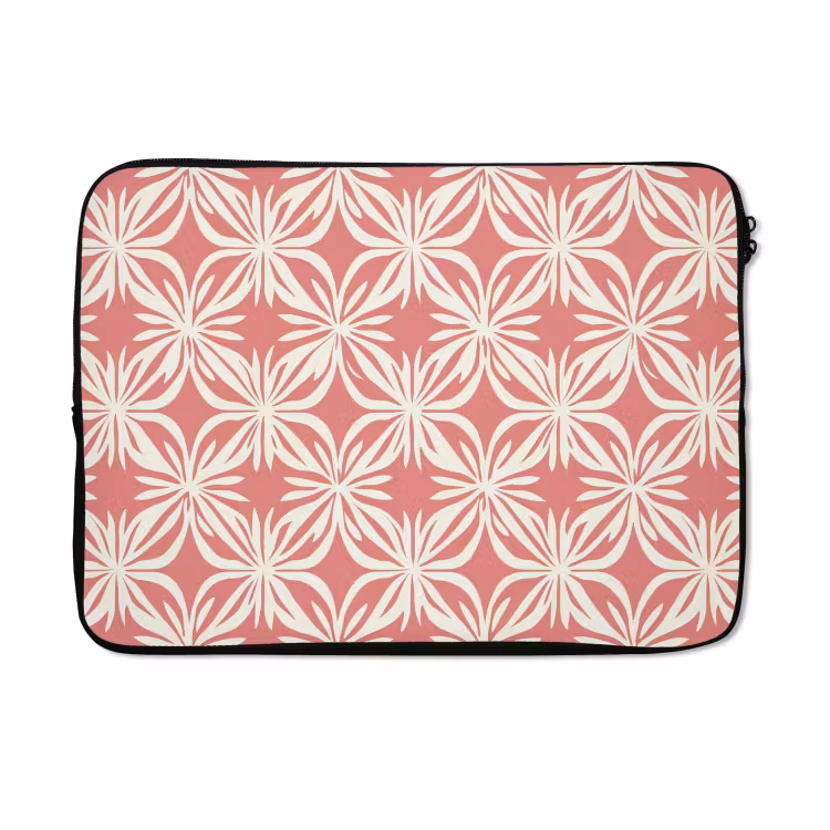 Laptophoes - Roze - Bloemenmotief - Wit - Modern — 5