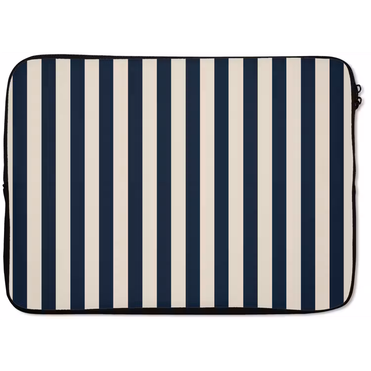 Laptophoes - Verticale strepen - Blauw - Crème — 1