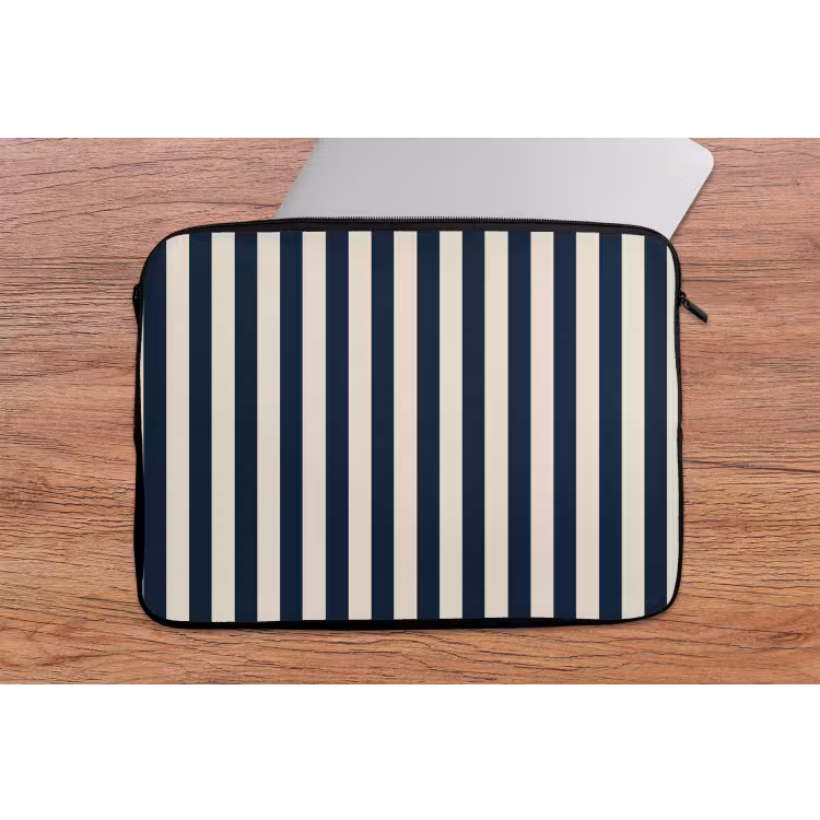 Laptophoes - Verticale strepen - Blauw - Crème — 2