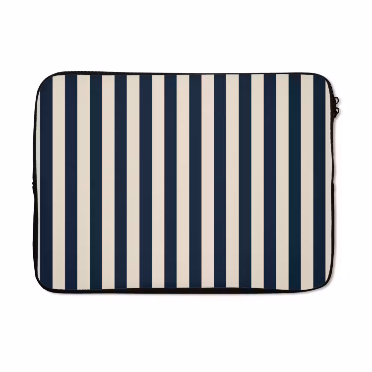 Laptophoes - Verticale strepen - Blauw - Crème — 5