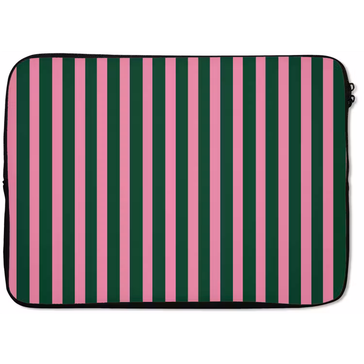 Laptophoes - Verticale strepen - Groen - Roze — 1