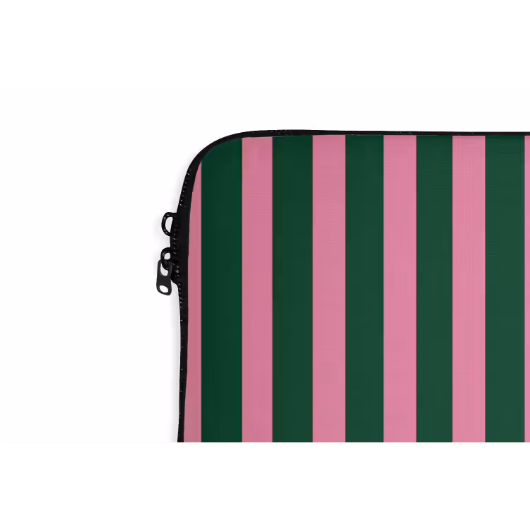 Laptophoes - Verticale strepen - Groen - Roze — 6