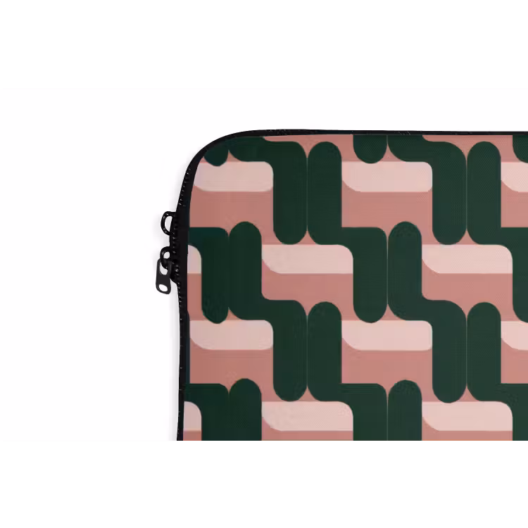 Laptophoes - Vlechtpatroon - Groen - Roze - Geometrisch — 6