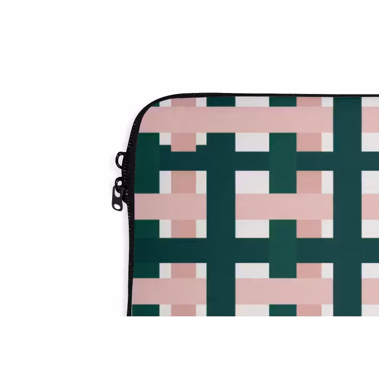 Laptophoes - Vlechtpatroon - Groen - Roze - Grafisch — 6