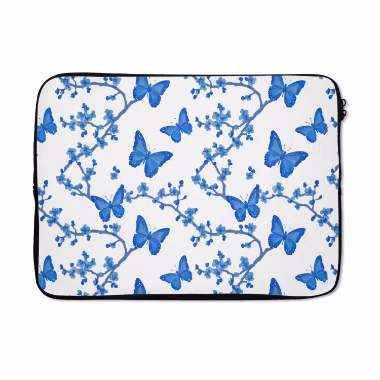 Laptophoes - Vlinder - Bloemen - Blauw — 5