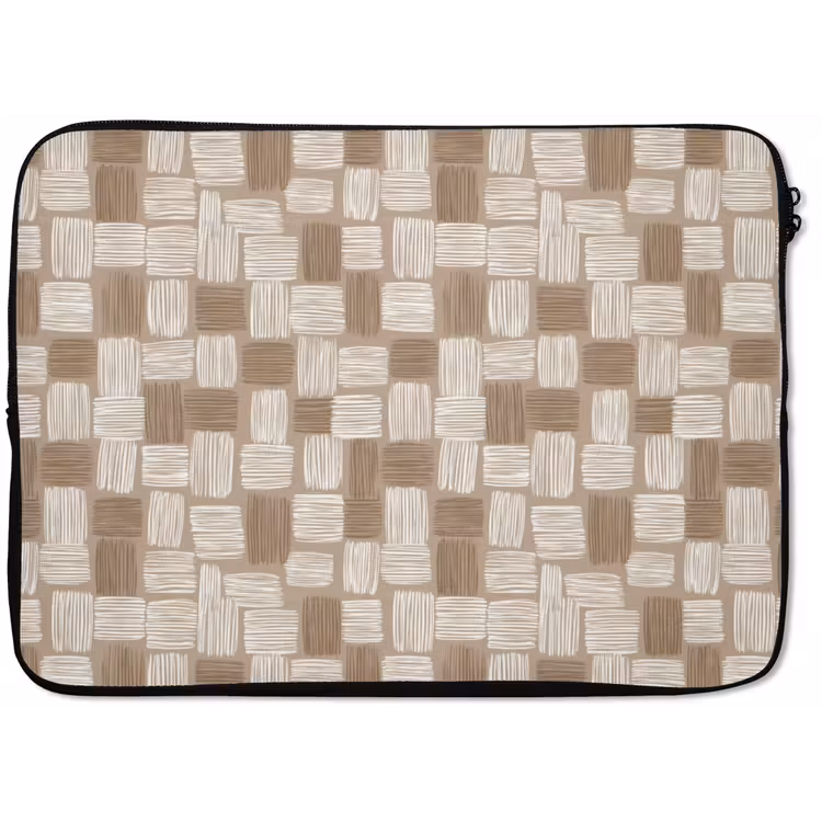 Laptophoes - Blok - Patroon - Bruin — 1