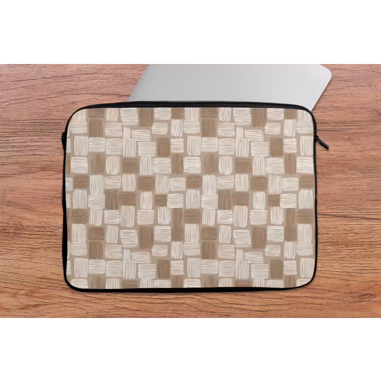 Laptophoes - Blok - Patroon - Bruin — 2