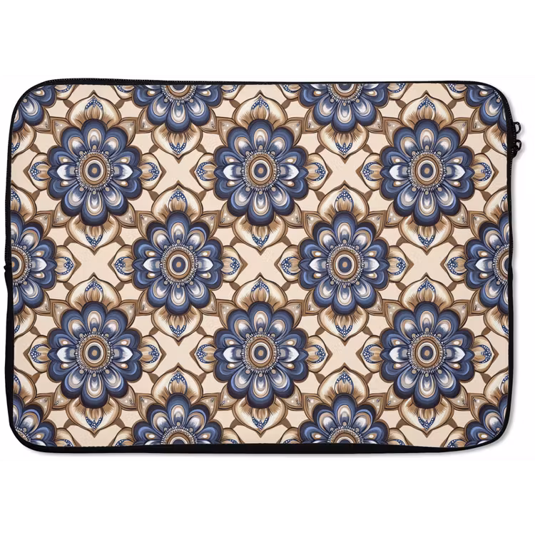 Laptophoes - Floraal - Ornament - Blauw — 1