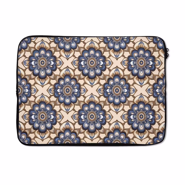 Laptophoes - Floraal - Ornament - Blauw — 5