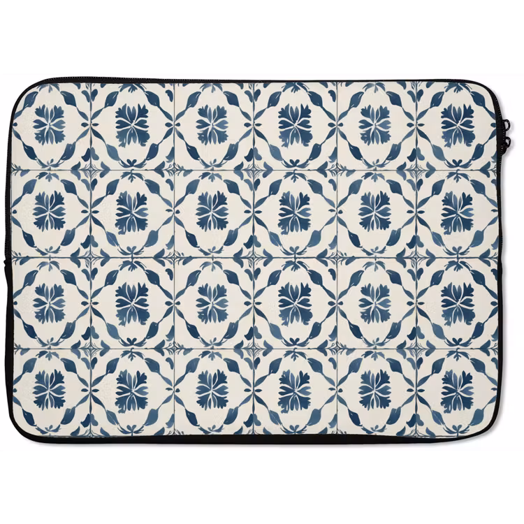 Laptophoes - Grafisch - Tegel - Blauw — 1