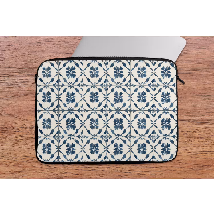 Laptophoes - Grafisch - Tegel - Blauw — 2