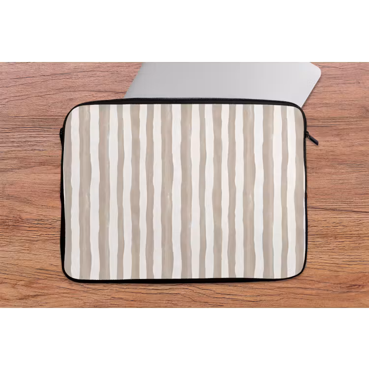 Laptophoes - Minimalistisch - Strepen - Beige — 2