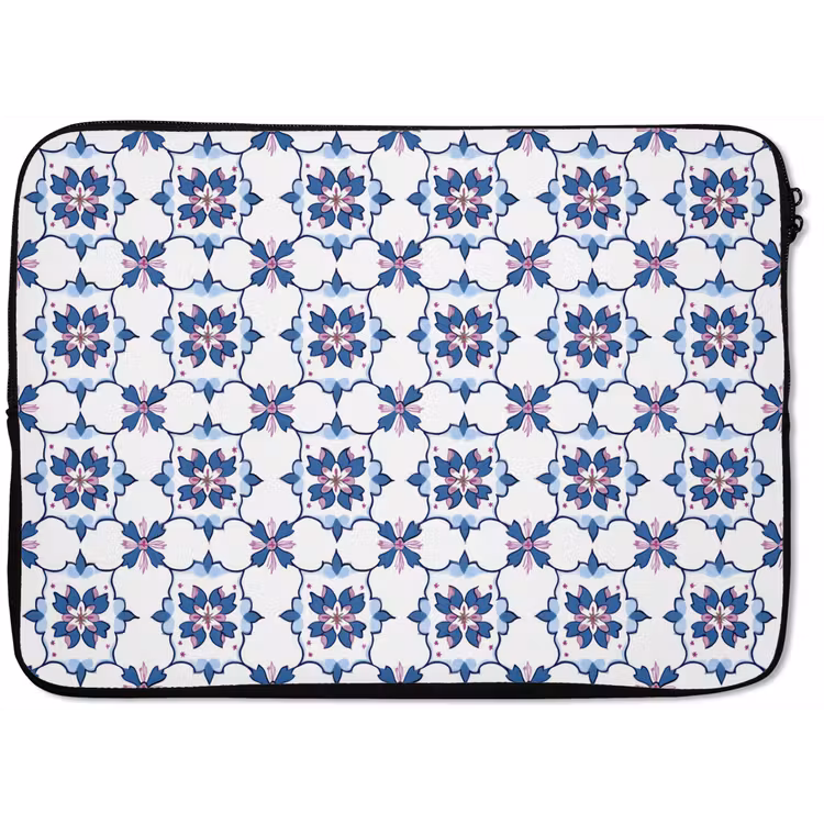 Laptophoes - Modern - Patroon - Blauw - Roze — 1