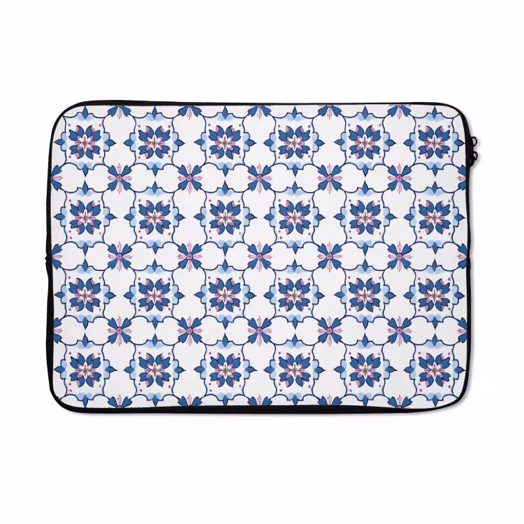Laptophoes - Modern - Patroon - Blauw - Roze — 5