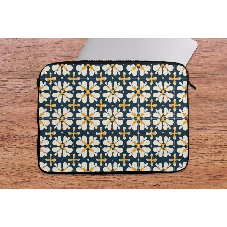 Laptophoes - Motief - Tegel - Okergeel — 2