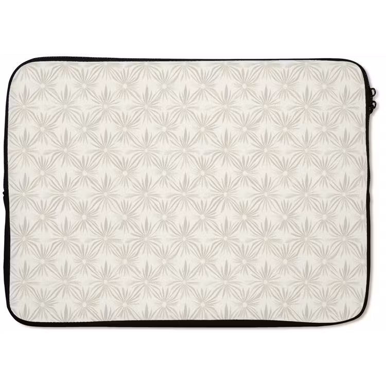 Laptophoes - Patroon - Bloemen - Beige — 1