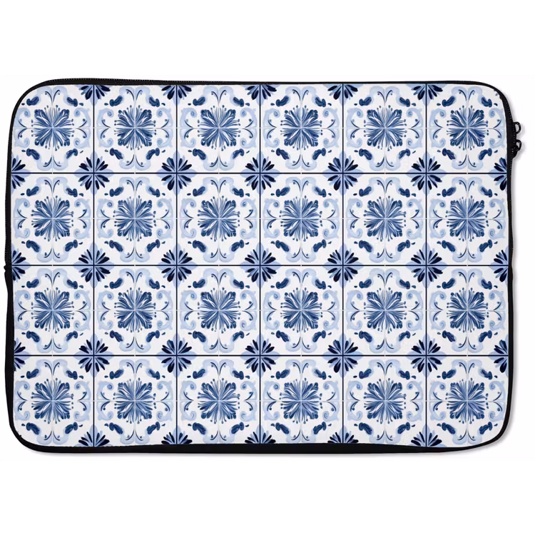 Laptophoes - Patroon - Tegel - Blauw — 1