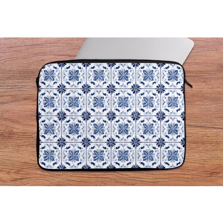 Laptophoes - Patroon - Tegel - Blauw — 2