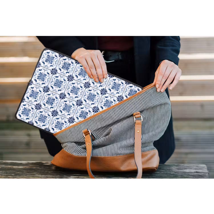 Laptophoes - Patroon - Tegel - Blauw — 4