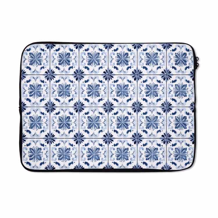 Laptophoes - Patroon - Tegel - Blauw — 5