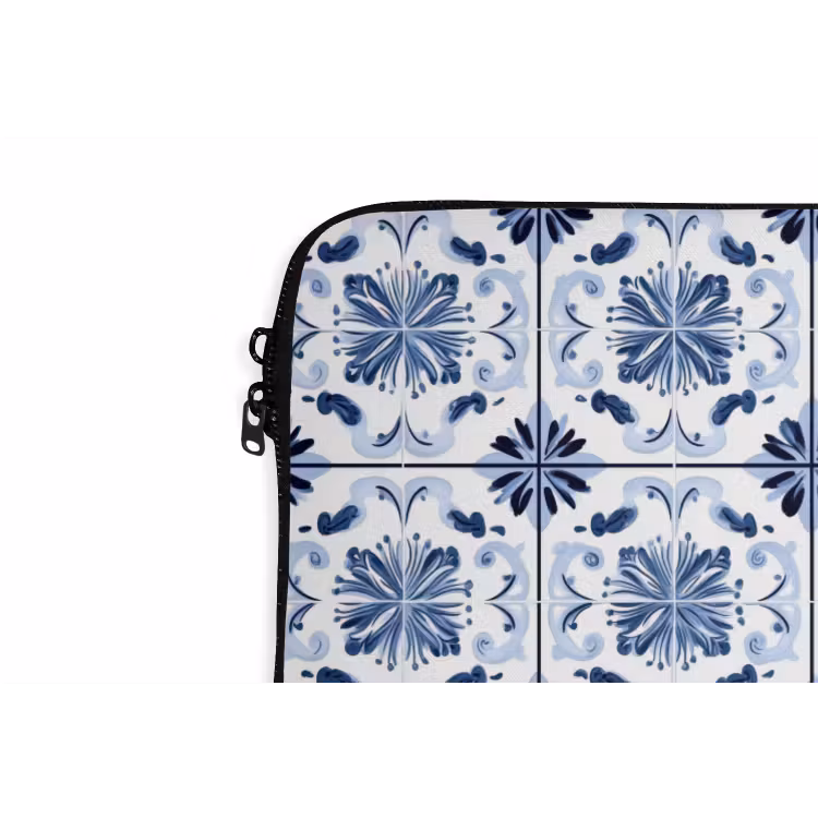 Laptophoes - Patroon - Tegel - Blauw — 6
