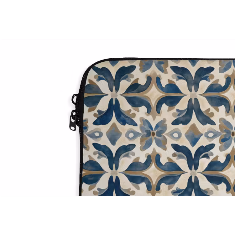 Laptophoes - Tegel - Patroon - Blauw - Beige — 6