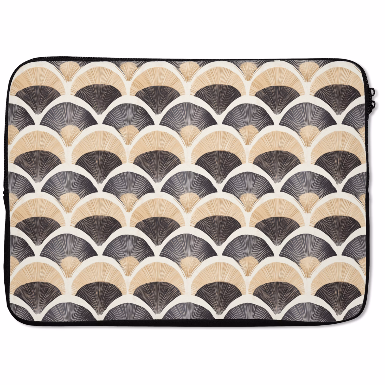 Laptophoes - Waaier - Patroon - Zwart - Beige — 1