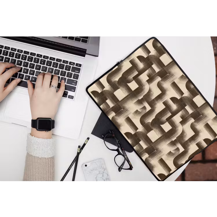 Laptophoes - Abstract - Retro - Zwart — 3