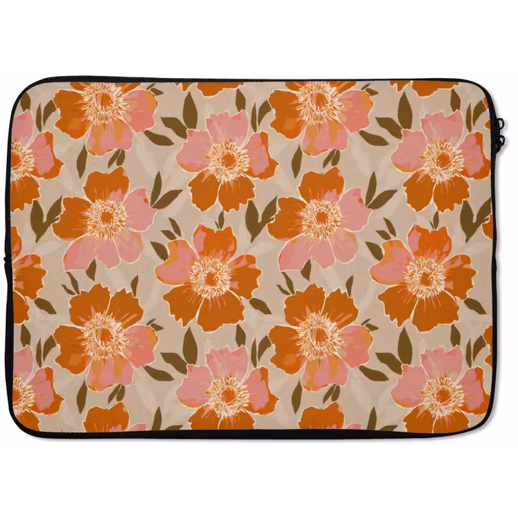 Laptophoes - Bloemen - Motief - Retro — 1